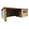 Image de Solid Abri de jardin Rohan 19,82m² en bois traite autoclave 28mm avec terrasse couverte
