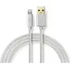 Image de Nedis CCTB39300AL10. Couleur du produit : aluminium, port 1 : USB A, port 2 : Lightning. Type d'emballage (1 m, USB 2.0, 12 W), Câble USB
