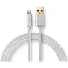 Image de Nedis CCTB39300AL30. Couleur du produit : aluminium, port 1 : USB A, port 2 : Lightning. Type d'emballage (3 m, USB 2.0, 12 W), Câble USB