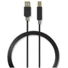 Image de Nedis Câble USB USB 2.0 USB-A mâle USB-B mâle 480 Mbps Plaqué or 3.00 m rond P (3 m, USB 2.0), Câble USB