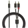 Image de Nedis Câble audio stéréo Mach ou 3,5 mm - 2 x RCA mâle (1 m, Câble AUX, Câbles Cinch), Câble audio
