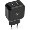 Image de Nedis Chargeur secteur Fonction de charge rapide 2X 2,4 A Nombre de sorties : 2 2X USB-A Pas de câble (24 W, 2 ports), Chargeur USB, Noir