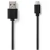 Image de Nedis Câble USB 2.0 USB-A mâle USB Micro-B mâle 480 Mbps Nickelé 3.00 m rond PVC Noir (3 m, USB 2.0), Câble USB