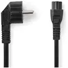 Image de Nedis Câble d'alimentation de 2 m, noir (fiche Schuko, coudée -> prise C5) (2 m), Câble USB