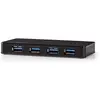 Image de Nedis UHUBU3420BK Concentrateur d'interface USB 3.2 Gen 1 (3.1 Gen 1) Micro-B Noir (Micro USB, 4 ports), Station d’accueil + hub USB, Noir