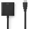 Image de Nedis Câble HDMIT HDMIT Mâle VGA Femelle / 3.5 mm Femelle 1080p Nickelé 0.20 m PVC Droit Faible (0.20 m), Câble vidéo, Noir