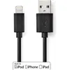 Image de Nedis Câble USB USB 2.0 Apple Lightning 8 broches USB-A mâle 480 Mbps 12 W Nickelé rond Boîte PVC 1. (1 m, USB 2.0, 12 W), Câble USB
