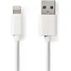 Image de Nedis Câble USB USB 2.0 Apple Lightning 8 broches USB-A mâle 480 Mbps 12 W Nickelé rond Boîte PVC 2. (2 m, USB 2.0, 12 W), Câble USB