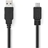 Image de Nedis Câble USB 2.0 USB-A mâle USB Micro-B mâle 480 Mbps Nickelé 3.00 m rond PVC Noir (3 m, USB 2.0), Câble USB