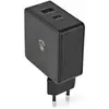 Image de Nedis Chargeur secteur Chargeur rapide PD3.0 45W 1x 2.4 A / 1x 3.0 A Nombre de sorties : 2 USB-A/U (57 W, 2 ports), Chargeur USB, Noir