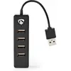Image de Nedis UHUBU2420BK Concentrateur d'interface USB 2.0 480 Mbit/s noir (USB-A, 4 ports), Station d’accueil + hub USB, Noir