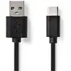 Image de Nedis Câble USB USB 2.0 USB-C  mâle USB-A mâle 480 Mbps Nickelé 3.00 m Rond (3 m, USB 2.0, 60 W), Câble USB