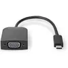 Image de Nedis Adaptateur USB USB 3.2 Gen 1 USB-CT Mâle VGA Femelle 5 Gbps 0.20 m Round Nickel Plated PVC Black P (VGA, 20 cm), Adaptateur données + vidéo, Noir