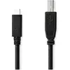 Image de Nedis Câble USB 2.0 USB-C  mâle USB-B mâle 480 Mbps Nickelé 2.0 m Rond PVC Noir Box (2 m, USB 2.0), Câble USB