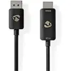 Image de Nedis Adaptateur DisplayPort DisplayPort mâle HDMI  mâle 8K@30Hz Nickelé Droit 1. (1.80 m), Câble vidéo, Noir
