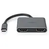 Image de Nedis Adaptateur USB multi-ports USB 3.2 Gen 1 USB-C  mâle 2x HDMI  0.10 m Rond Nickelé (USB-C, 10 cm), Adaptateur données + vidéo, Noir
