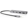 Image de Nedis Hub USB 1x USB-C  3.2 Gen 2 Male 2x USB-A 3.2 Gen 2 Female / 2x USB-C  3.2 Gen 2 Female (USB-C, 4 ports), Station d’accueil + hub USB, Gris