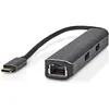 Image de Nedis Adaptateur USB multi-ports USB 3.2 Gen 1, USB-C  mâle, HDMI  femelle, RJ45 femelle, 3x USB-A femelle (USB-C, 5 ports), Station d’accueil + hub USB, Gris, Noir
