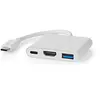 Image de Nedis Ccgb64770wt01 Adaptateur Usb Multiport 3 En 1 Usb 3.2 Gen 1 Usb-c M-hdmi/usb-a F/usb-c F 5 Gbps Nickelé 0.1 M
