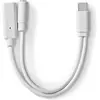 Image de Nedis Adaptateur USB-C  USB 2.0 USB-C  mâle USB-C  femelle / 3,5 mm femelle 0,10 m Rond Ve (0.10 m, USB 2.0, 10 W), Câble USB