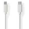 Image de Nedis Nedis Lightning Câble USB 2.0 Apple Lightning à 8 broches USB-C Mâle 480 Mbps Plaqué nickel 1.00 m Rond PVC Blanc Label