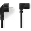 Image de Nedis Câble d'alimentation Fiche à contact de protection IEC-320-C13 Coudé Coudé Nickelé 10. (10 m), Câble d'alimentation, Noir