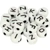 Image de 300 perles Alphabet 7 mm - blanc et noir