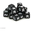 Image de 300 perles carrées Alphabet 6 mm - noir et blanc