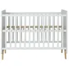 Image de Les Tendances Lit bébé 60x120 cm mélaminé blanc et pieds hêtre massif Nalice