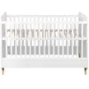 Image de Lit bébé 70x140 cm mélaminé blanc et pieds hêtre massif Nalice