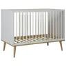 Image de Lit bébé évolutif 60x120 cm bois blanc et hêtre clair fleur