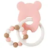 Image de NATTOU Anneau de dentition Souris - 100% silicone - Rose, blanc et beige
