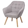 Image de Toilinux - Fauteuil Oly en tissu avec Pieds en bois - Gris clair - Oly