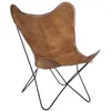 Image de Fauteuil Design en Cuir "Papillon" 73cm Marron