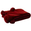 Image de Plaid à Pompons Blanket 130x170cm Rouge