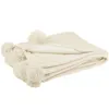 Image de Plaid pompon polyester crème - J-line - Beige - Polyester