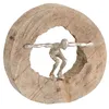 Image de Statue Personnage Bois Naturel et Aluminium