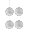 Image de Lot de 4 Boules de Noël "Lignes Verre" 12cm Argent