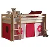Image de Vipack PINO Lit Compact Pin Massif Naturel 209 x 105 x 114 cm + Rideau de lit Pink Flower