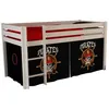 Image de Vipack PINO Lit sureleve en pin massif avec sommier Blanc + Rideau de lit Pirate