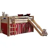 Image de Vipack PINO Lit Compact avec Toboggan Pin Massif Nature + Rideau de lit Chucky
