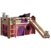 Image de Vipack PINO Lit Compact avec Toboggan Pin Massif Nature + Rideau de lit Bella