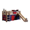 Image de Vipack PINO Lit Compact avec Toboggan Pin Massif Nature + Rideau de lit Domino
