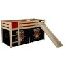 Image de Vipack PINO Lit Compact avec Toboggan Pin Massif Nature + Rideau de lit Pirate