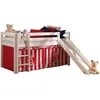Image de Vipack PINO Lit mezzanine avec toboggan pin massif Blanc + Rideau de lit Chucky