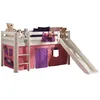 Image de Vipack PINO Lit mezzanine avec toboggan pin massif Blanc + Rideau de lit Bella