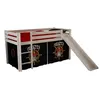Image de Vipack PINO Lit mezzanine avec toboggan pin massif Blanc + Rideau de lit Pirate