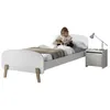 Image de Vipack KIDDY Lit simple en bois laqué et brut et sommier + Chevet enfant bois laqué 1 porte
