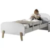 Image de Vipack KIDDY Lit simple en bois laqué et brut et sommier Blanc + Barrière de sécurité blanc