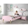 Image de Vipack KIDDY Lit simple en bois laqué et brut et sommier rose + Barrière de sécurité rose